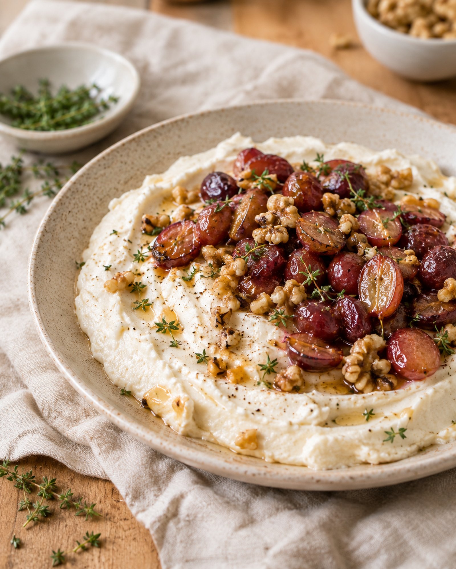 Whipped Ricotta with Roasted Grapes & Thyme