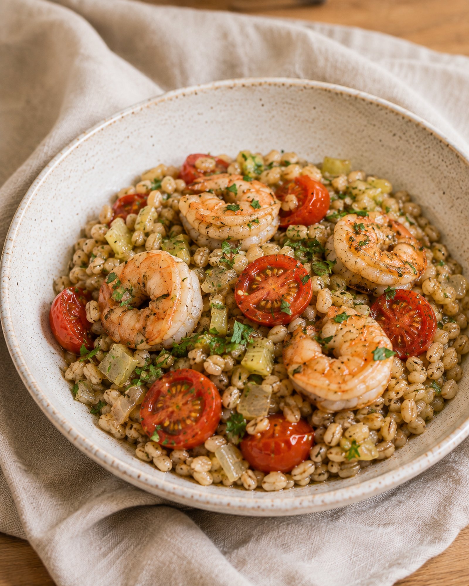 Prawn, Tomato & Fennel Barley Bowl