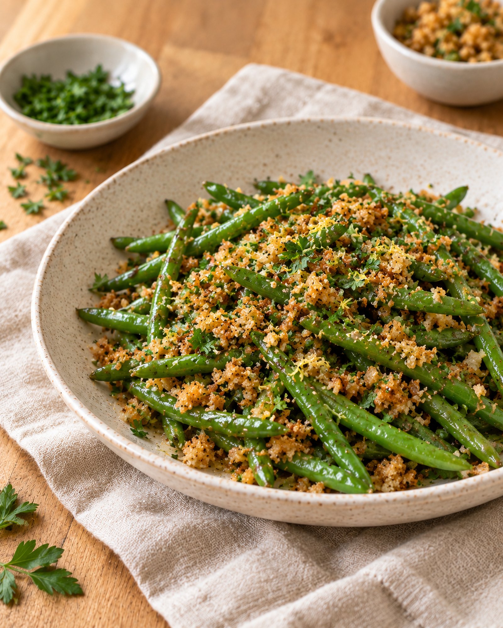 Green Beans with Anchovy, Lemon & Breadcrumbs