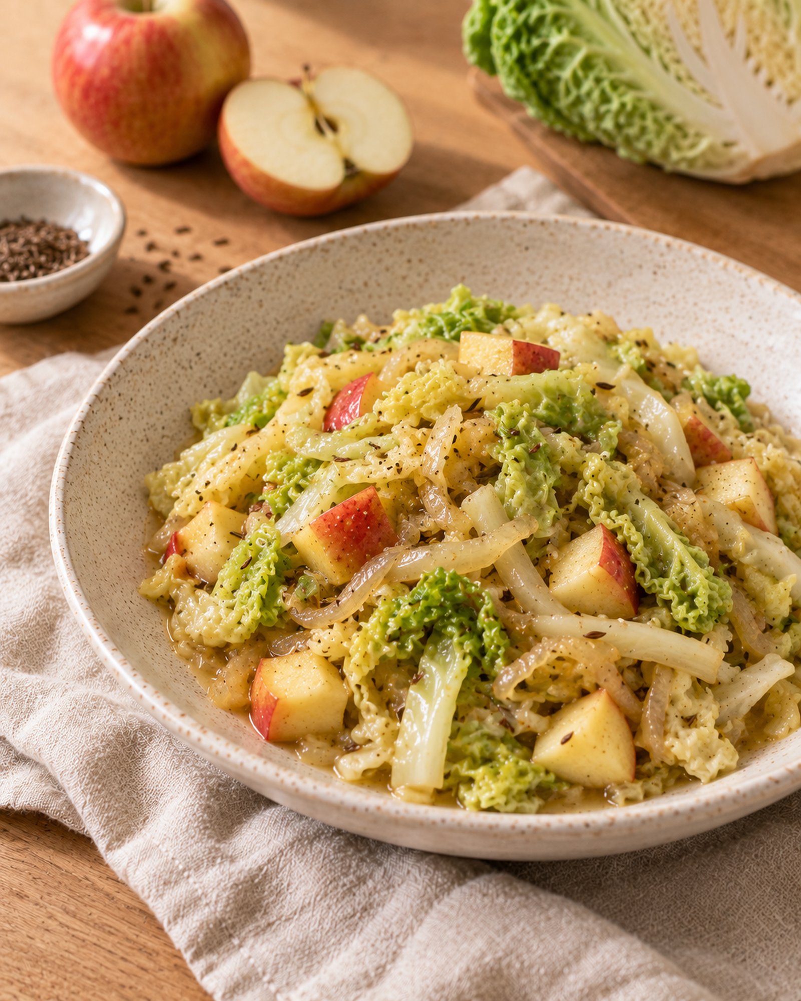 Cabbage, Apple & Mustard Braise