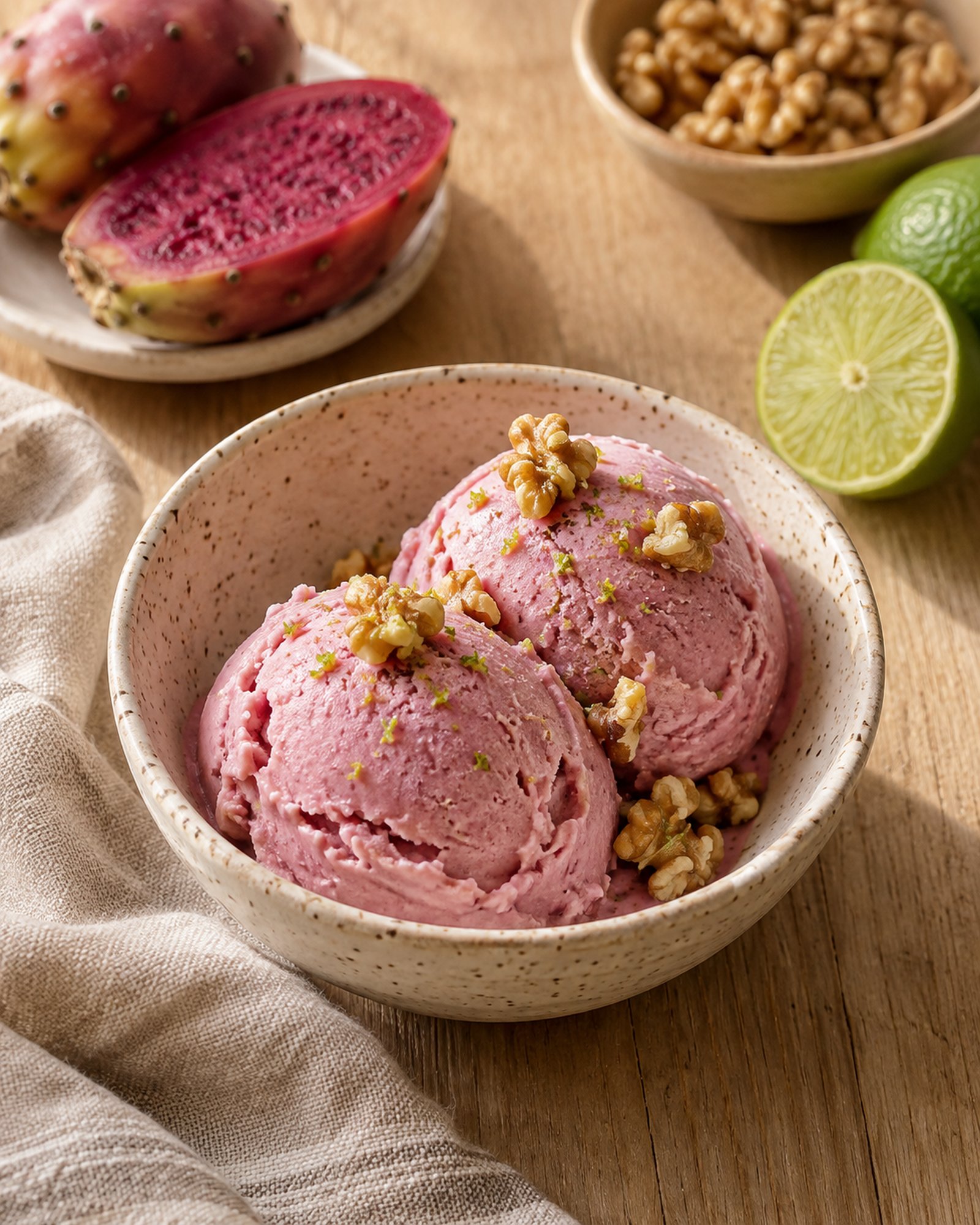 Prickly Pear & Walnut Frozen Cream